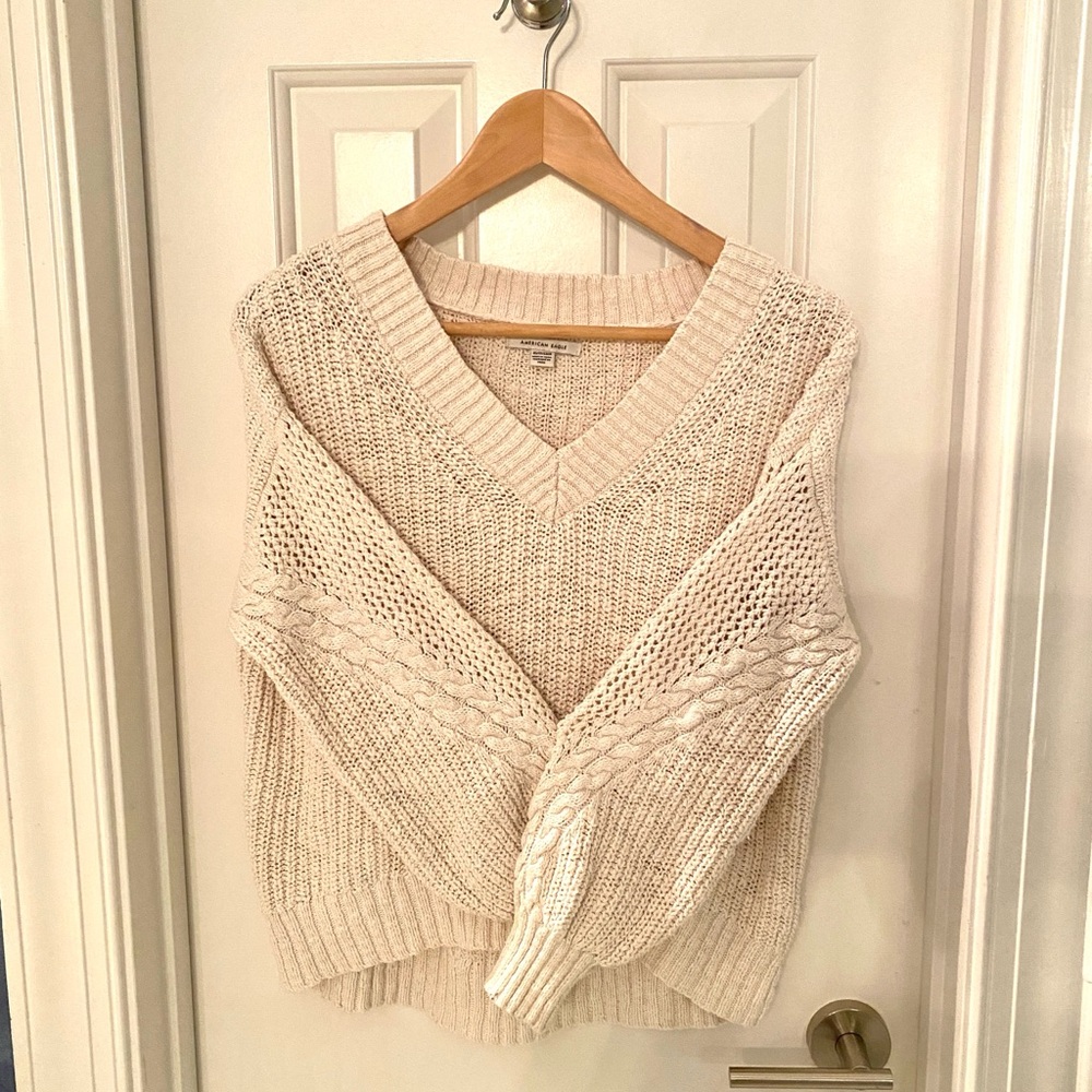 American Eagle Cozy Cotton V-Neck Sweater